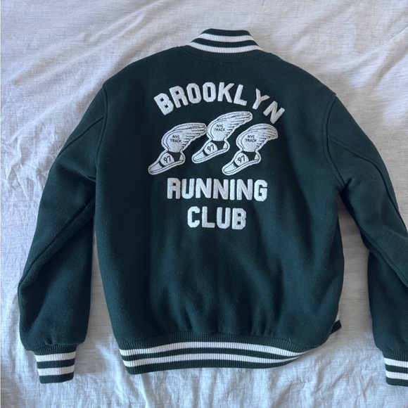 Only NY Green Varsity Jacket with White Accents - Picture 2 of 4
